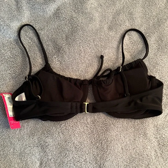 NWT Xhilaration Black Bikini Top Juniors Shirred Underwire Large (8-10) - Picture 7 of 8